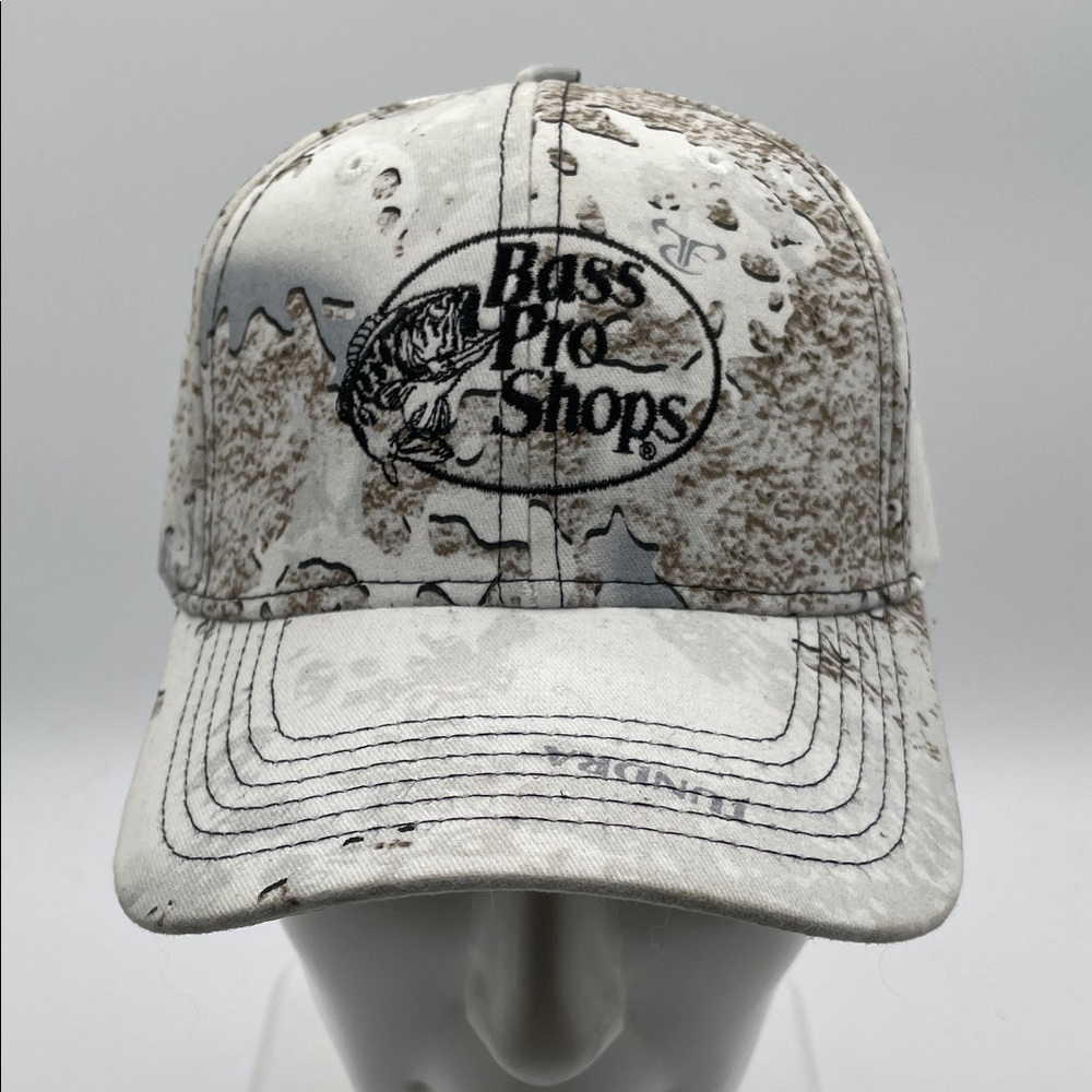 Bass Pro Shops SnapBack White Grey Brown Camo Hunting Fishing Hat Baseball Cap